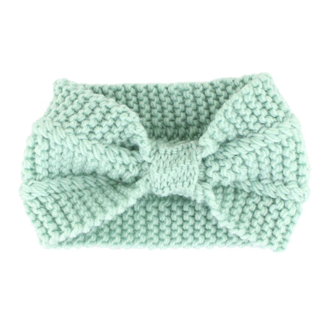 Fashion Winter Warm Women Crochet Headband Solid Color Bow Knot Knitted Ear Warmer Headwrap Hair Band #6