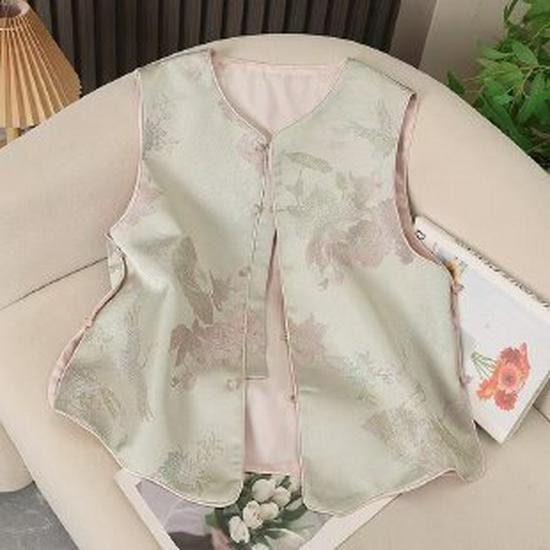 Elegant Spring/Autumn Vest for Mid-Aged and Elderly Women - Dignified Chinese Style Shawl 3XL зелёный