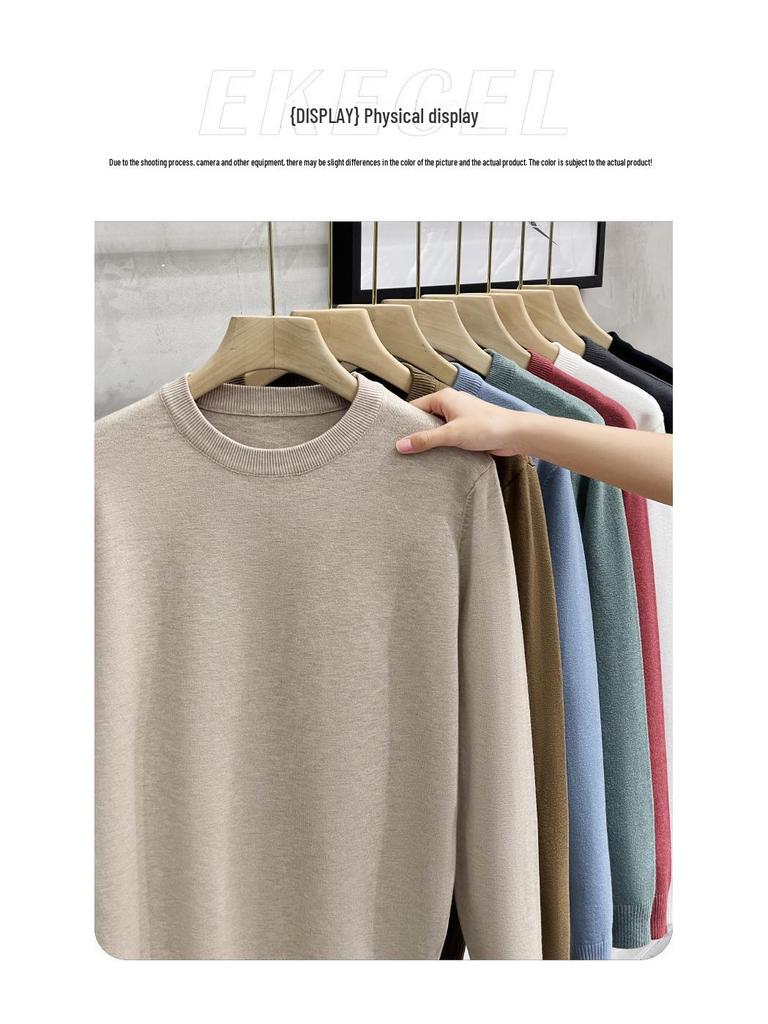 Męski sweter dzianinowy z okrągłym dekoltem w jednolitym kolorze - Casualowy trend Jesień/Zima 2024
