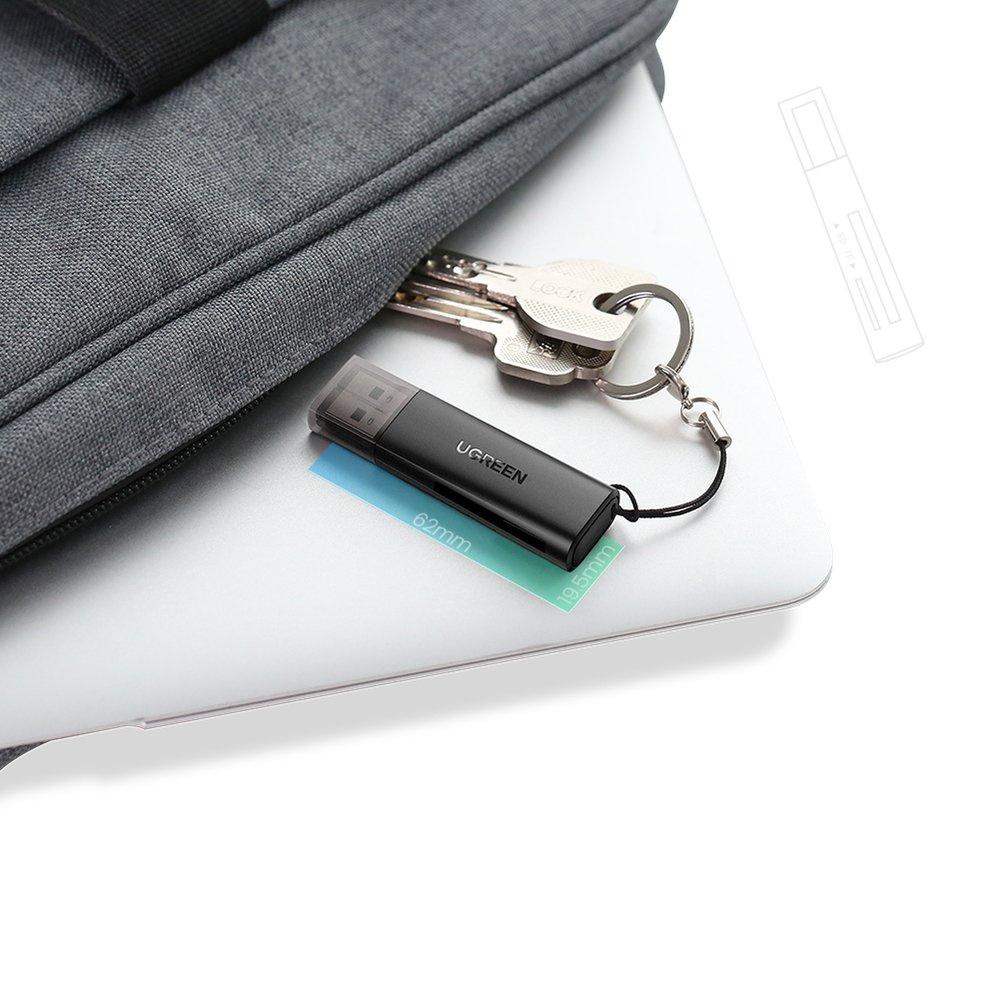 Ugreen CM264 USB 3.0 Dual Slot SD/TF Memory Card Reader - Black, High-Speed Data Transfer
