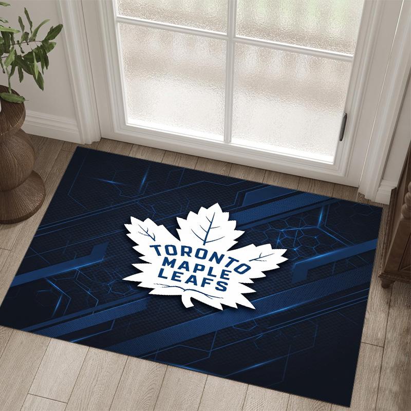 Toronto Maple Leafs Design Crystal Velvet Carpet Cozy Non?Slip Printed Rug For Bedroom Living Room Entrance