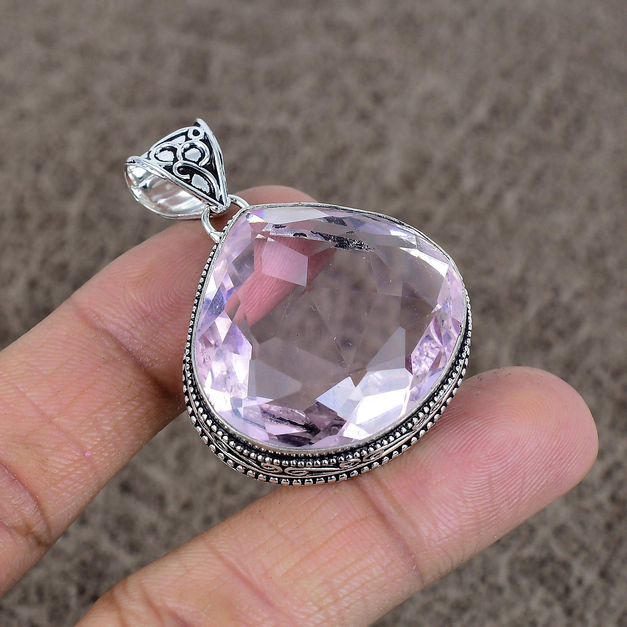 

Pink Kunzite Gemstone Handmade 925 Sterling Silver Jewelry Pendant 1.85 KKG-17