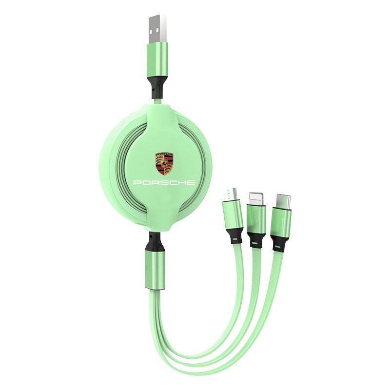 1Pcs Car Mounted Telescopic Three In One Mobile Phone Charger For Porsche 911 Cayenne Panamera Macan Boxster Carrera-GT 928 918-Spyder