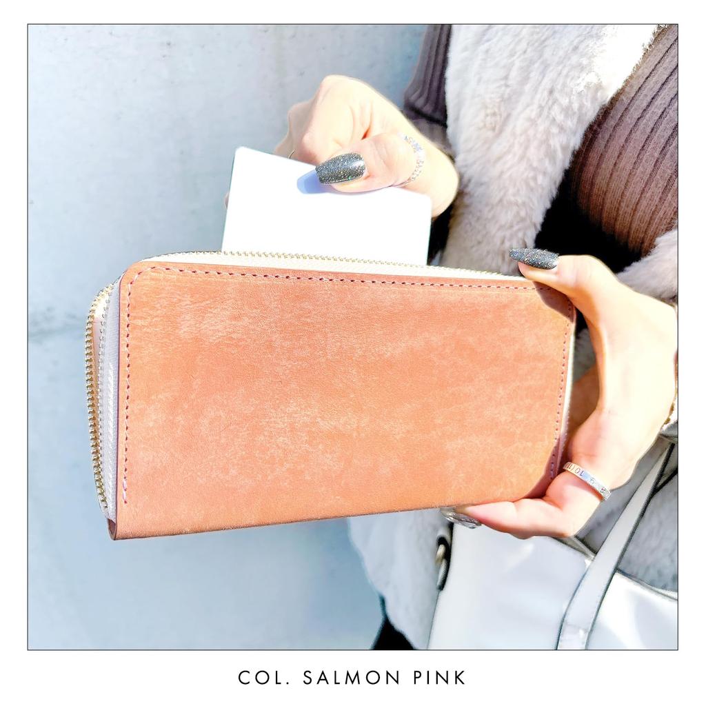 Leo&Aoi Italian Genuine Leather Maya Berry Long Wallet, Round Zipper closure, Card Slots, Coin Purse, Moss Green