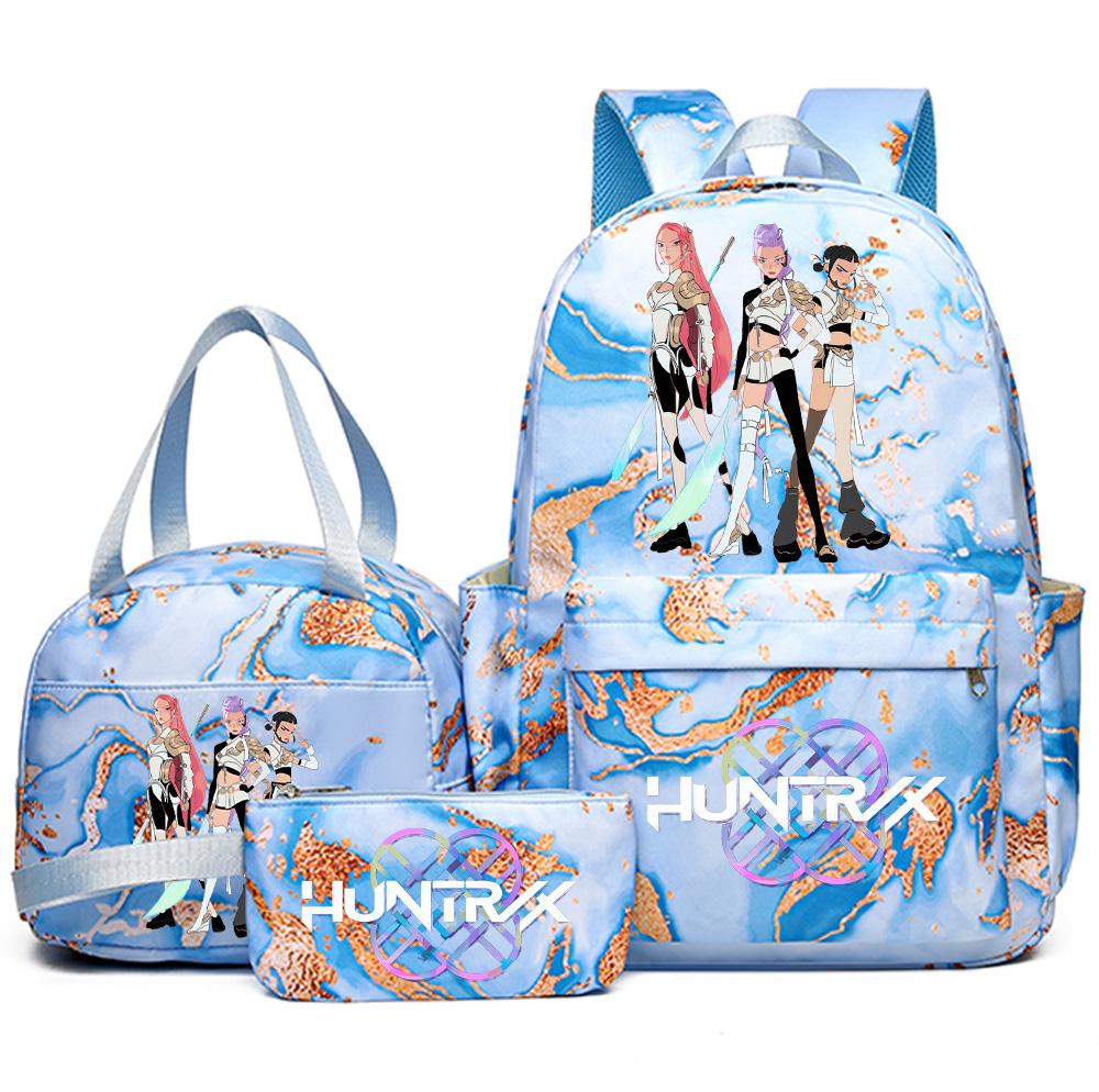 3Pcs/set Cartoon Kpop Printed Backpack with Handbag Pencil Case for Teenager Student Girl Boy Bookbag Schoolbag Women Large Capacity Travel Bag