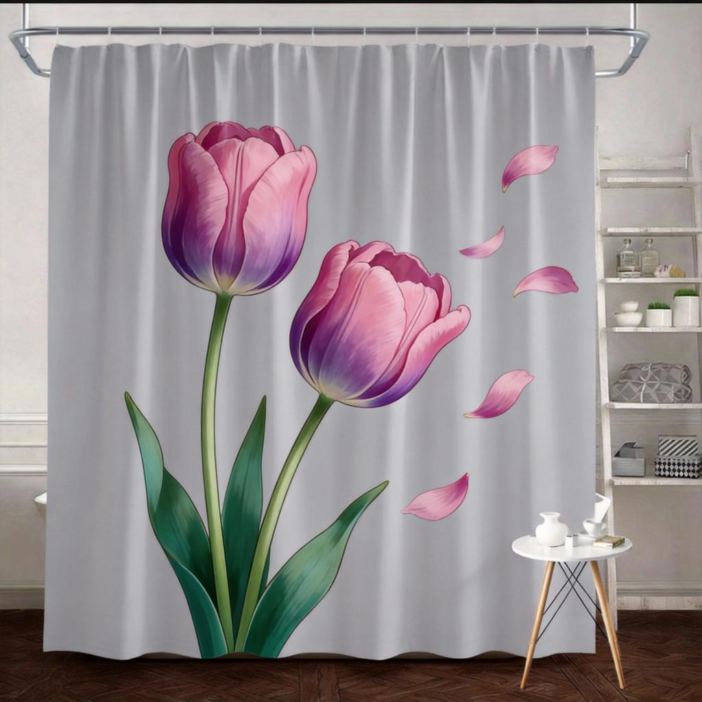 Dandelion Shower Curtain 180x180cm – Minimalist Sepia Botanical Print, with 12 Hooks Bath decorative shower curtain