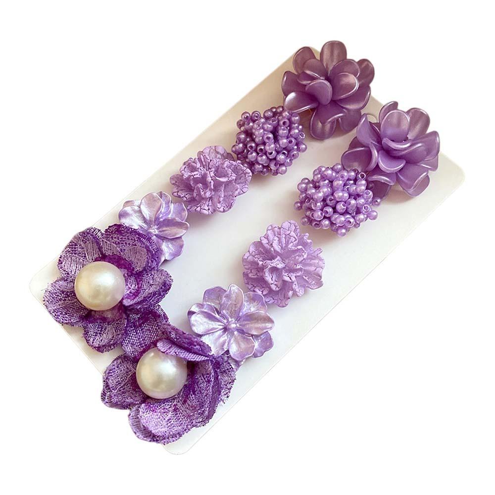 5 Pairs Floral Flower Ear Studs Set Acrylic Korean Style Earrings  Girl Gift