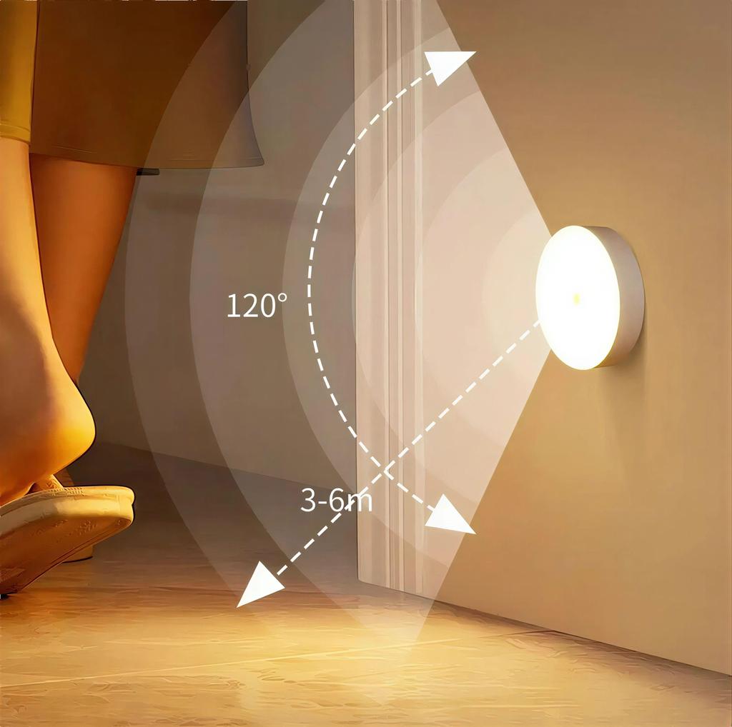 2pcs Magnetic Motion Sensor Nightlight with USB Charging Cable Walls LED Night Lights for Home Kitchen Hallway Bathroom Lighting