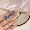 Irregular blue butterfly earrings Mori super fairy temperament earrings sweet cool wind studs