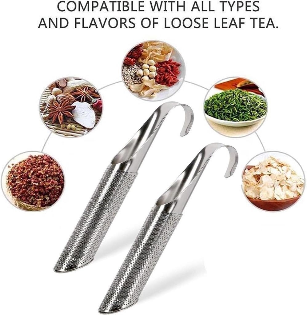 2Pcs/set Stainless Steel Tea Diffuser Strainers Long-handle Tea Filters for Loose Tea Coffee Seasonings Spices Accessories