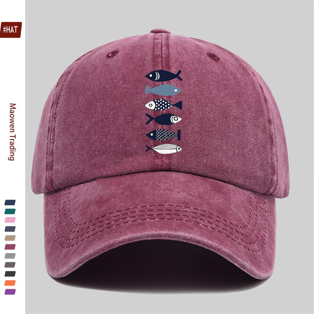 Pc Cartoon Fish Print Baseball Cap Trucker Sun Hat Comfortable Lightweight Papa Hat Dad Mom Beach Party Decor Hat Street Sk