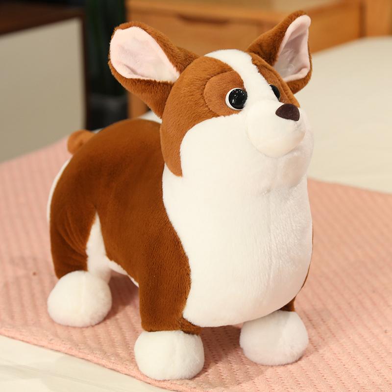 Cute Simulation Dog Stuffed Animal Brown Short Legs Corgi Stuffed Animal Decoration Home for Children's Christmas Gifts