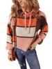 Autumn/Winter Women's Color Block Drawstring Stand Collar Sweater - European & American Casual Waffle Knit Long Sleeve Top