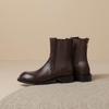 Krazing Pot Microfiber Autumn Winter Shoes Low Heels Size 43 Chelsea Boots Back Solid Color Preppy Style Ankle Boots