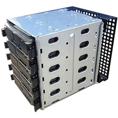 5,25-Zoll-zu-5x-3,5-Zoll-SATA-SAS-Festplattenkäfig-Rack Festplattengehäuse mit Lüfter Festplatten-Schlitten-Caddy-Adapter