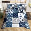 Nautical Duvet Cover Set Boat Pirate Bedding Set King Size Retro Sailboat Brown Comforter Cover Anchor Compass Vintage Quilt Set