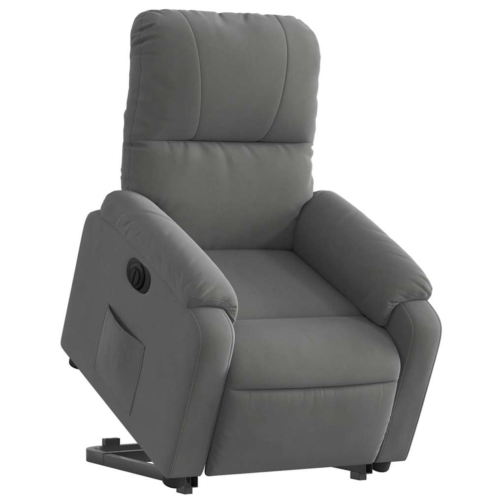 Electric Recliner with Rising Function Dark Grey Microfiber Fabric