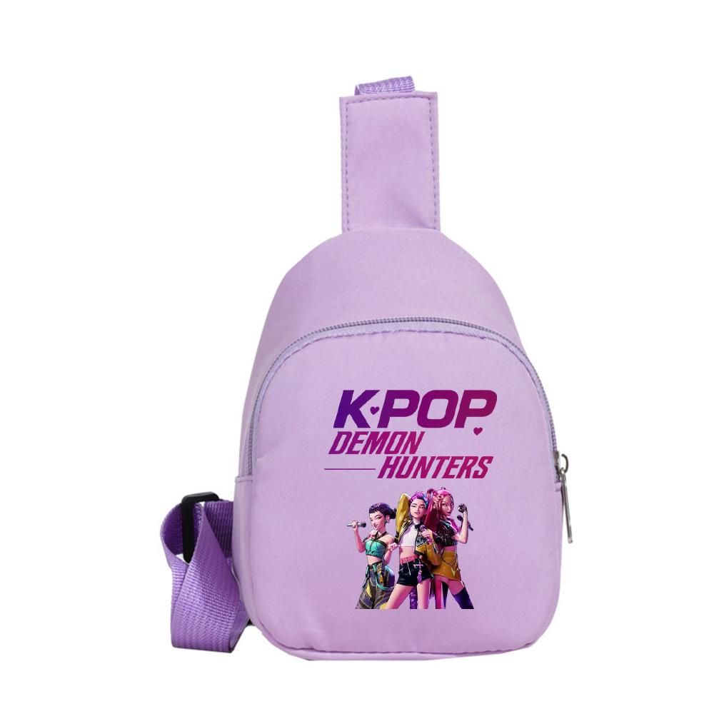 Anime Cartoon K-Pop Demon Hunters Printed Kawaii Chest Pack for Boy Girl Shoulder Bag Student Portable Crossbody Pouch Kid Gift