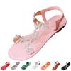 Ladies' Casual Round Toe Beach Sandals with Butterfly Rhinestone Elastic Band and Flat Bottom for Outdoor Wear