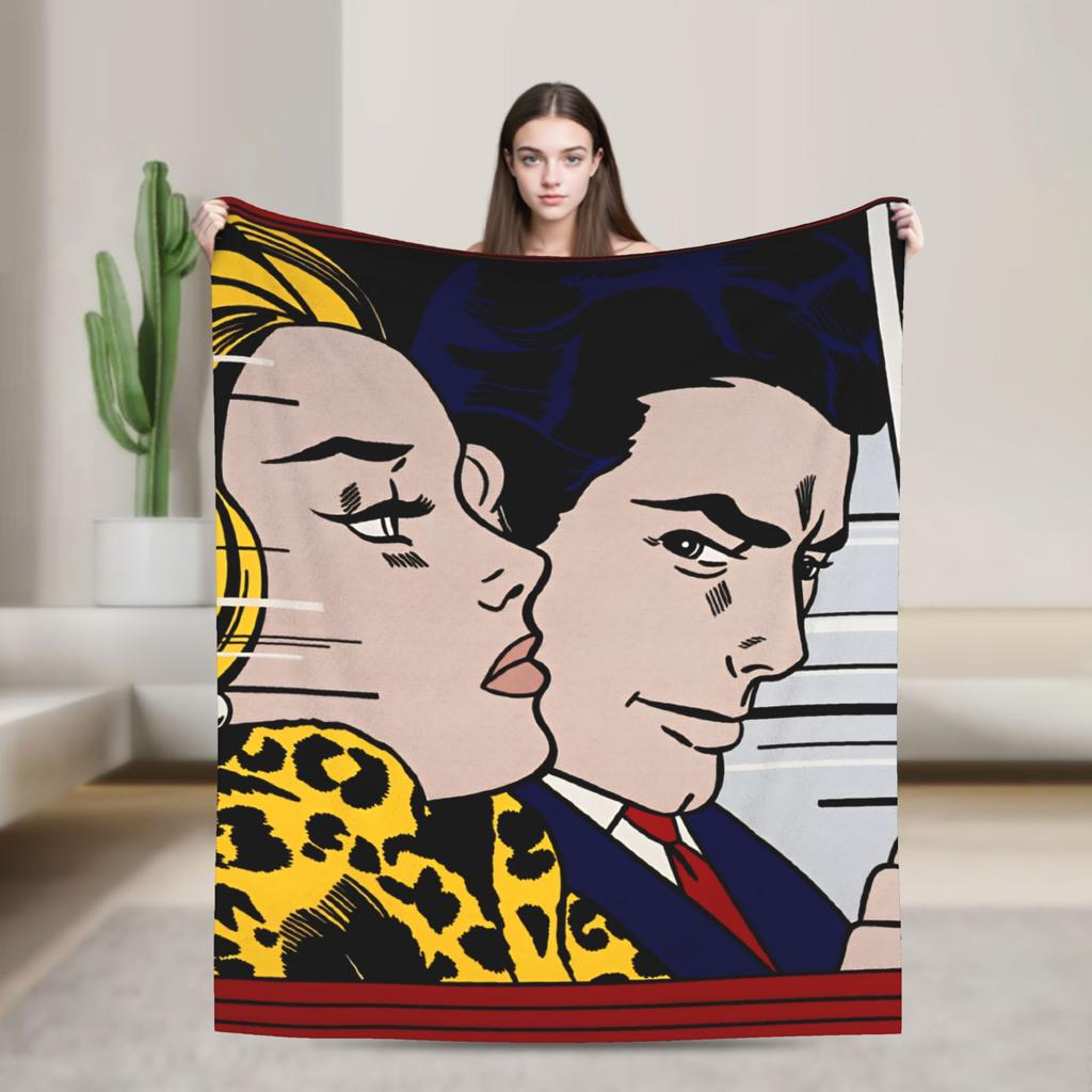 Roy Lichtenstein Pop Art Blanket  Warm Soft Aesthetic Plush Throw Blanket For Home Decor Picnic Flannel Bedspread Bed Cover