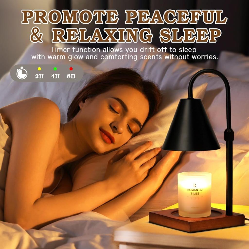 Modern Candle Warmer Lamp with Timer, Dimmable Candle Lamp Warmer, Men Women Christmas Birthday Gift, Black Candle Warmer, Adjustable Candle Light