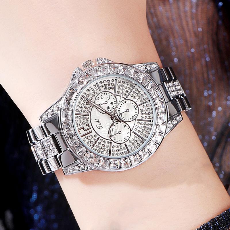 Orologio da Donna con Cinturino in Acciaio e Diamanti, Orologio da Donna con Diamanti, Orologio alla Moda, Orologio al Quarzo Impermeabile