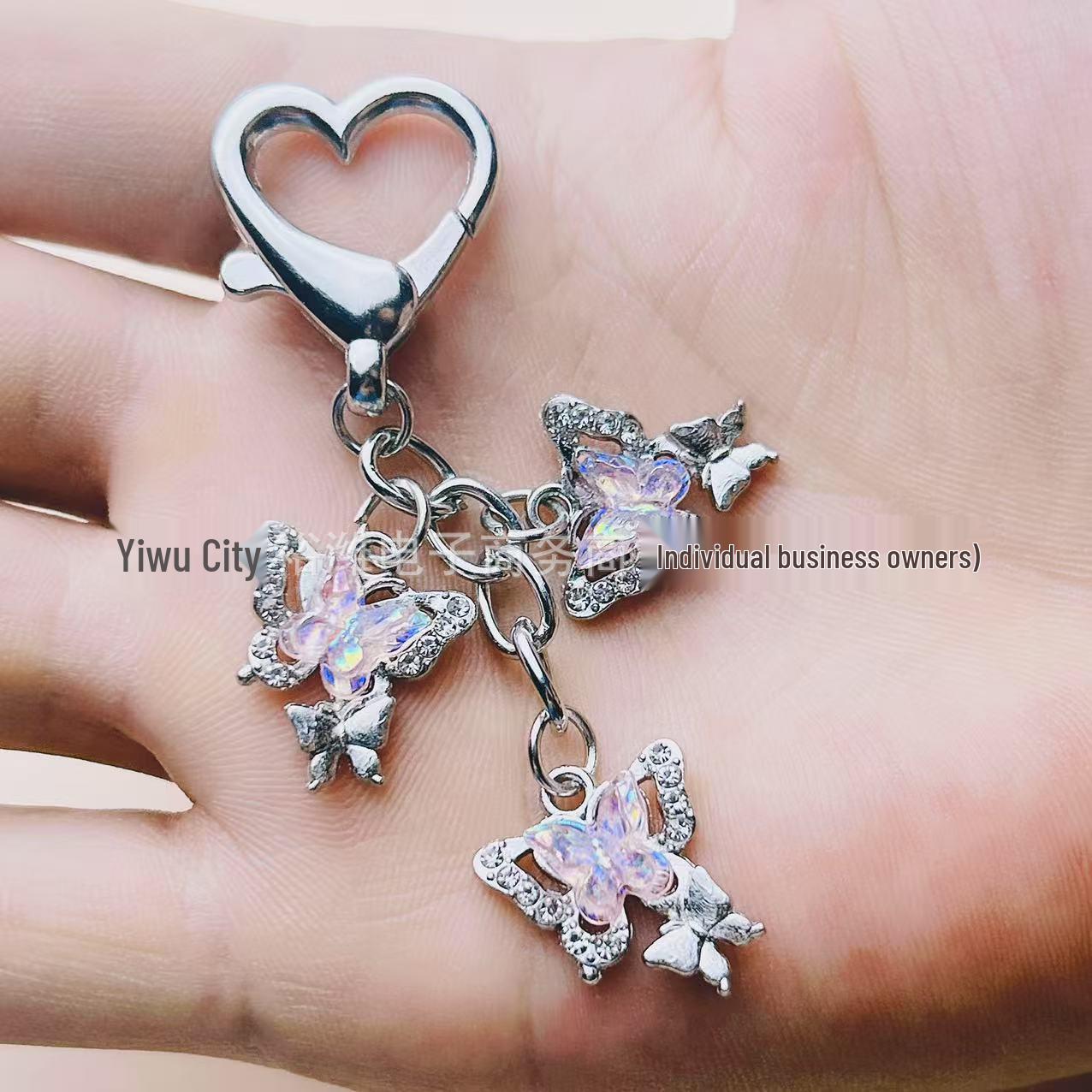 Colorful Rhinestone Butterfly Keychain Pendant