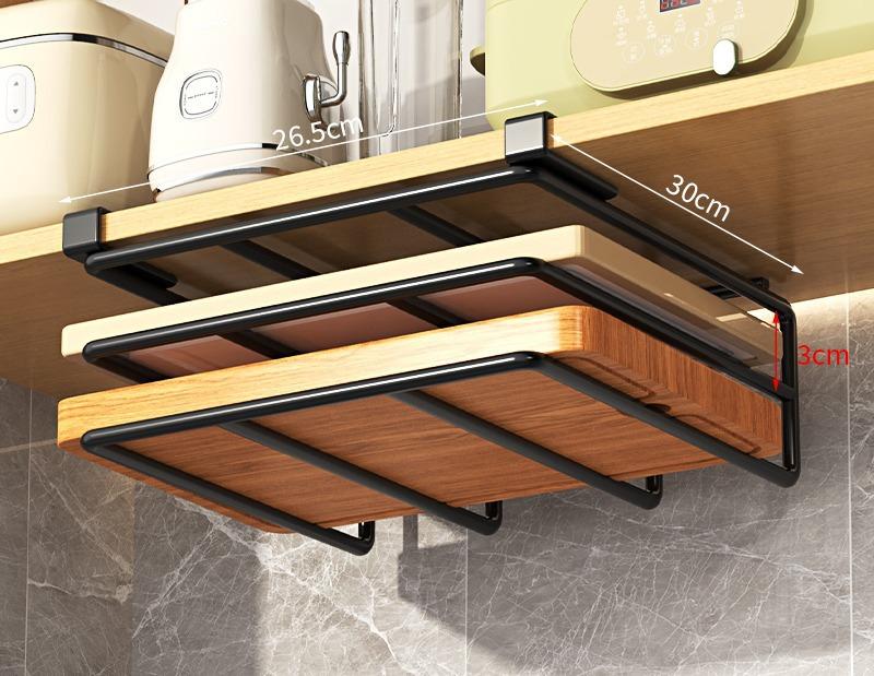 Kjøkken Ikke-punching Multifunksjonelt grytelokk Skjærebrett Plassering Oppbevaringsstativ Skap Hengende skap Nedre henger