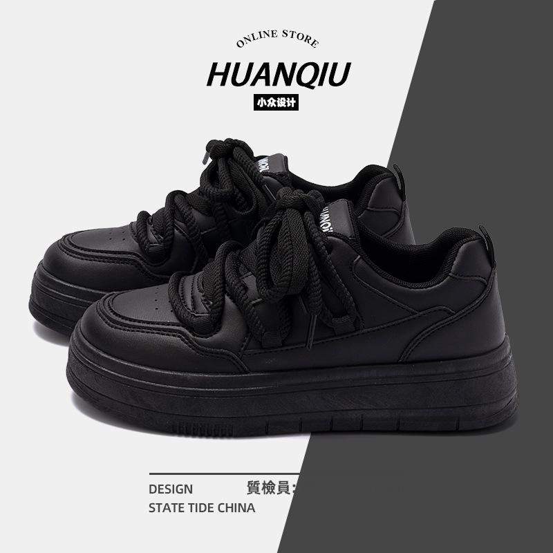 Global casual board shoes women's ZHQ3381-1 summer breathable black shoes women's versatile platform student board shoes tide