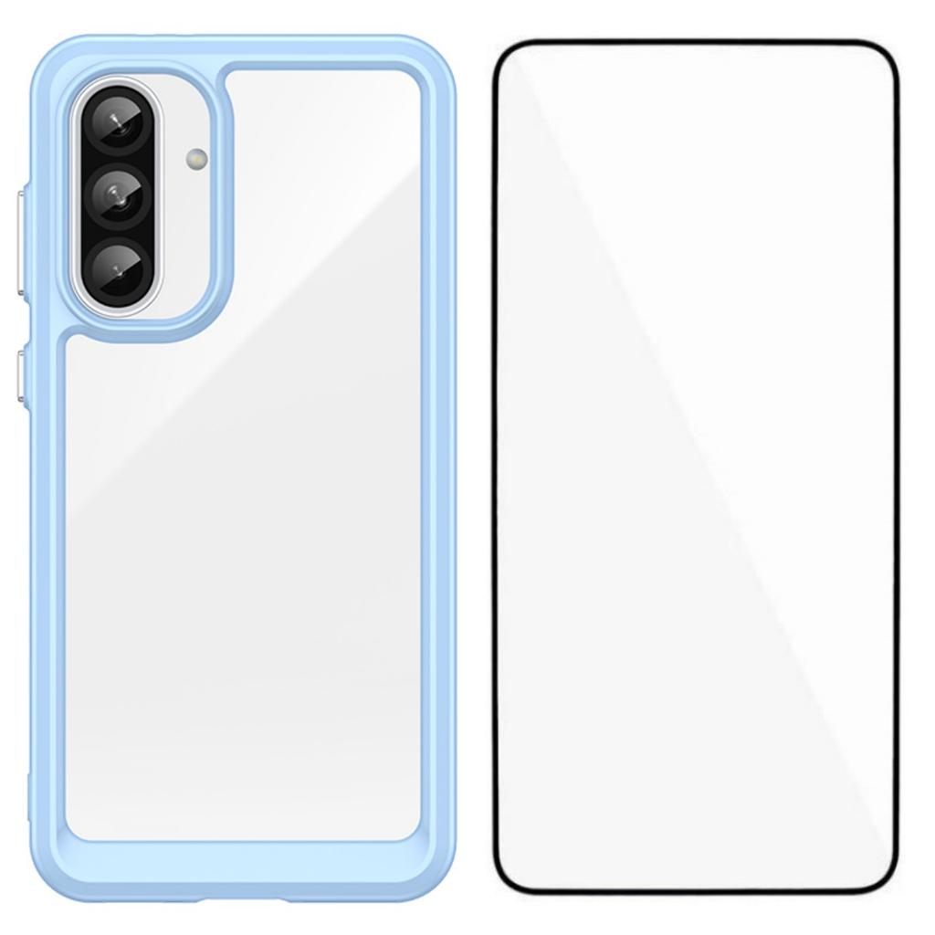 For Samsung Galaxy A56 5G Phone Case WANLONFENG XC Series TPU Acrylic Cover with Tempered Glass (Big Lens Hole)
