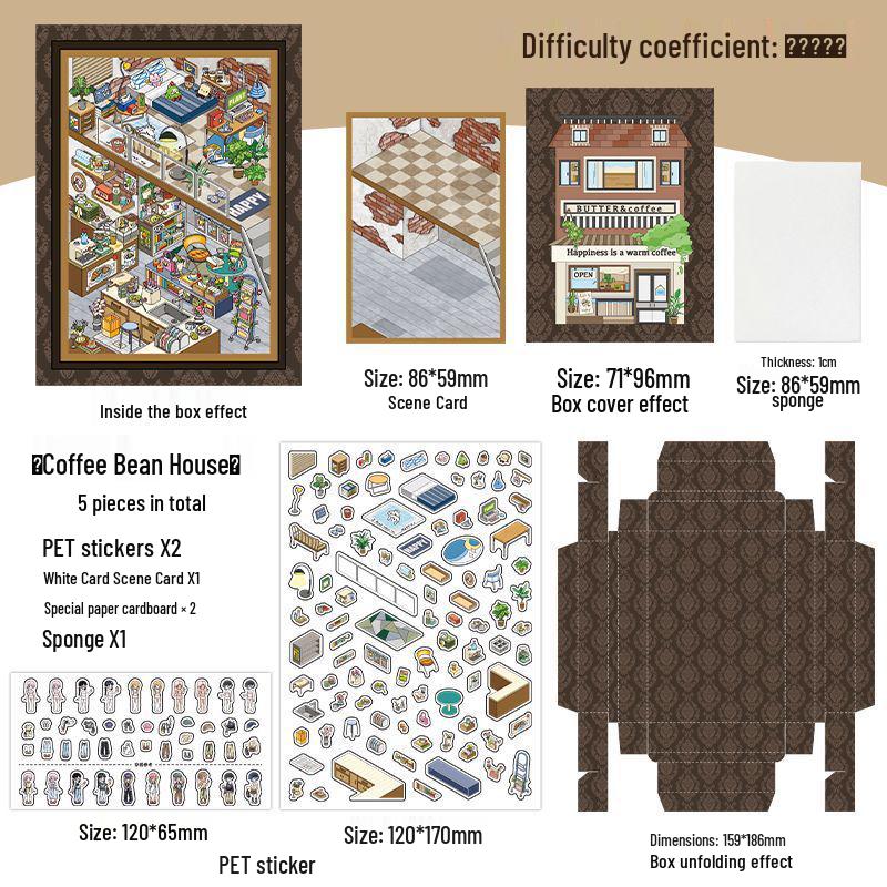 Infeel.Me My Little House 3D Scenery Stickers - Miniature Two-Layer Quiet Book Series