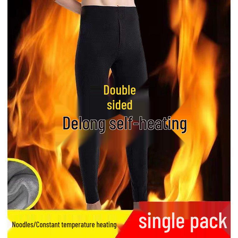 Men's Thermal Fleece Base Layer Trousers with Knee Pads - Warm Plus Fleece Autumn/Winter German Wool Trousers