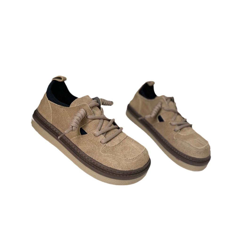 Herbst neue einzelne Schuhe Damen Leder Schnürschuhe flache Sohle Damenschuhe weiche Sohle leicht und hässliche Freizeitschuhe