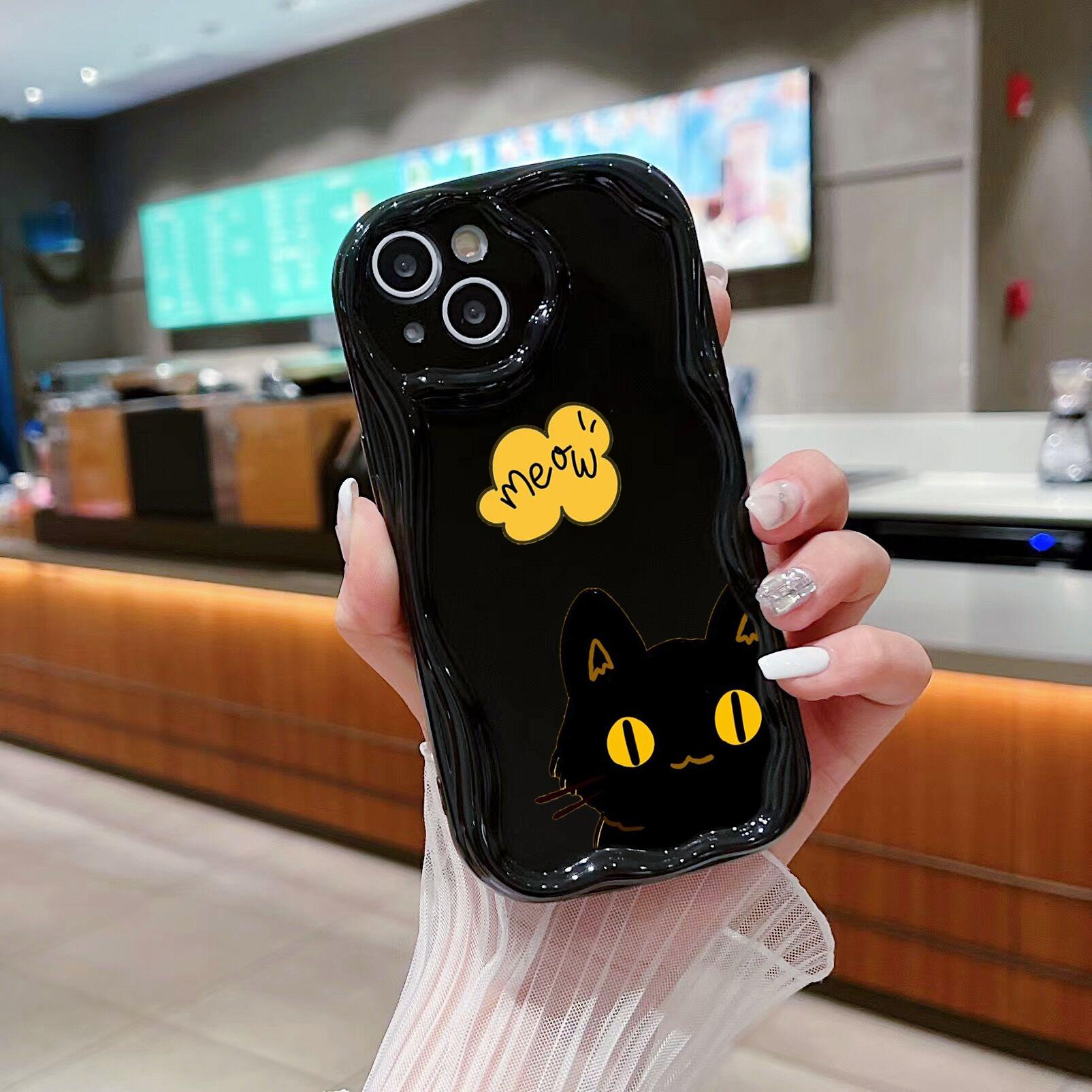 LZ9 мультяшный кот милый художественный дизайн прозрачные мягкие волнистые чехлы — фото 7