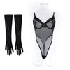 Aduloty Women Sexy Lingerie Erotic Bodysuit Perspective Minimalist Basic Slim Fit Hip Lifting Glove Matching Underwear Set