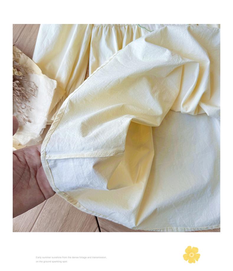 Korean Floral Embroidery Toddler Princess Dress in Pure Cotton - Autumn 2026 Long Sleeve Lapel Skirt
