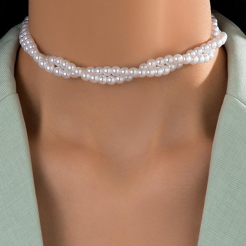 Exaggerated Cyber Multilayer Bead Punk Collar Clavicle Chain Geometric Bead Necklace Female Beads