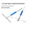Rotating T-Handle 1/2" Fly Socket Wrench with Convertible Head & Extension Bar Set