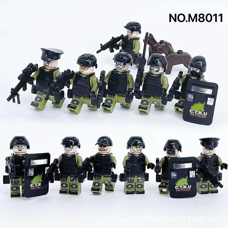 132 Bags 1620 City Black Doll Weapon Military Police Figurine Children Building Block Soldier Toy