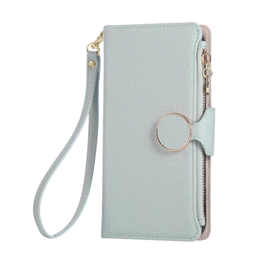 Phone Case for iPhone 17 Pro Max Air 16E 16 Pro 15 Plus 14 13 Mini 12 11 Circular Buckle Leather Card Holder Wallet Soft Cover