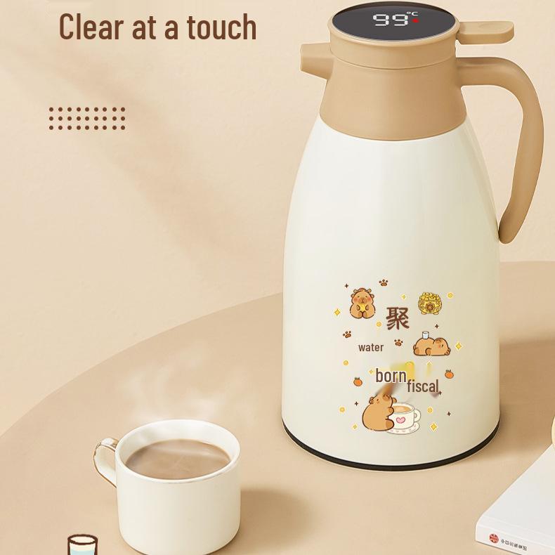 Large Capacity Glass Liner Thermos Flask: Insulated Hot Water Bottle for Home & Office Use