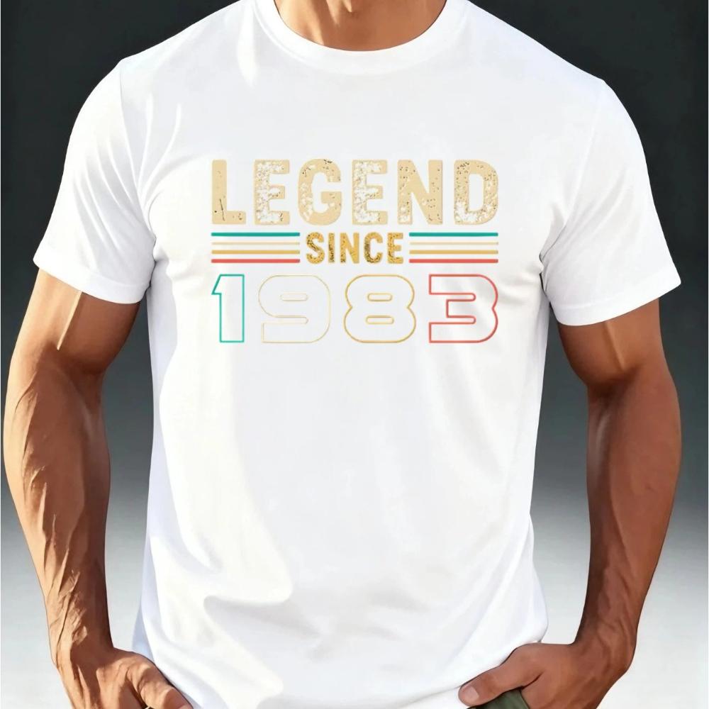 

Mens Vintage LEGEND SINCE 5037meter TShirt Retro 80s Brand Print Casual Short Sleeve Round Neck Summer Tee S