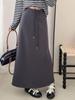 Korean High-Waisted Drawstring Midi Skirt for Women, Early Spring Casual Slimming Fit