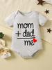 Baby Cotton Short Sleeve Romper For Newborns With Solid Color And Letter Print Design