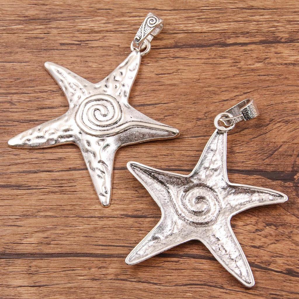 3 Colors 66x81mm Starfish Pendant Charm for DIY Marine Life Jewelry