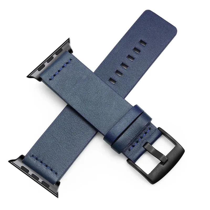 Simple Genuine Leather Straps for Apple Watch Series 9 8 7 6 SE 5 4 3 Bracelet 38/40/41mm 42/44/45mm Watchbands for Iwatch Strap