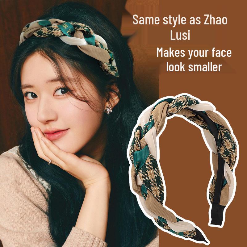 

Хаки Овальная Женская Повязка на Голову с Высокой Тульей - Широкая, Элегантная, Аксессуар для Волос Net Red Осень/Зима