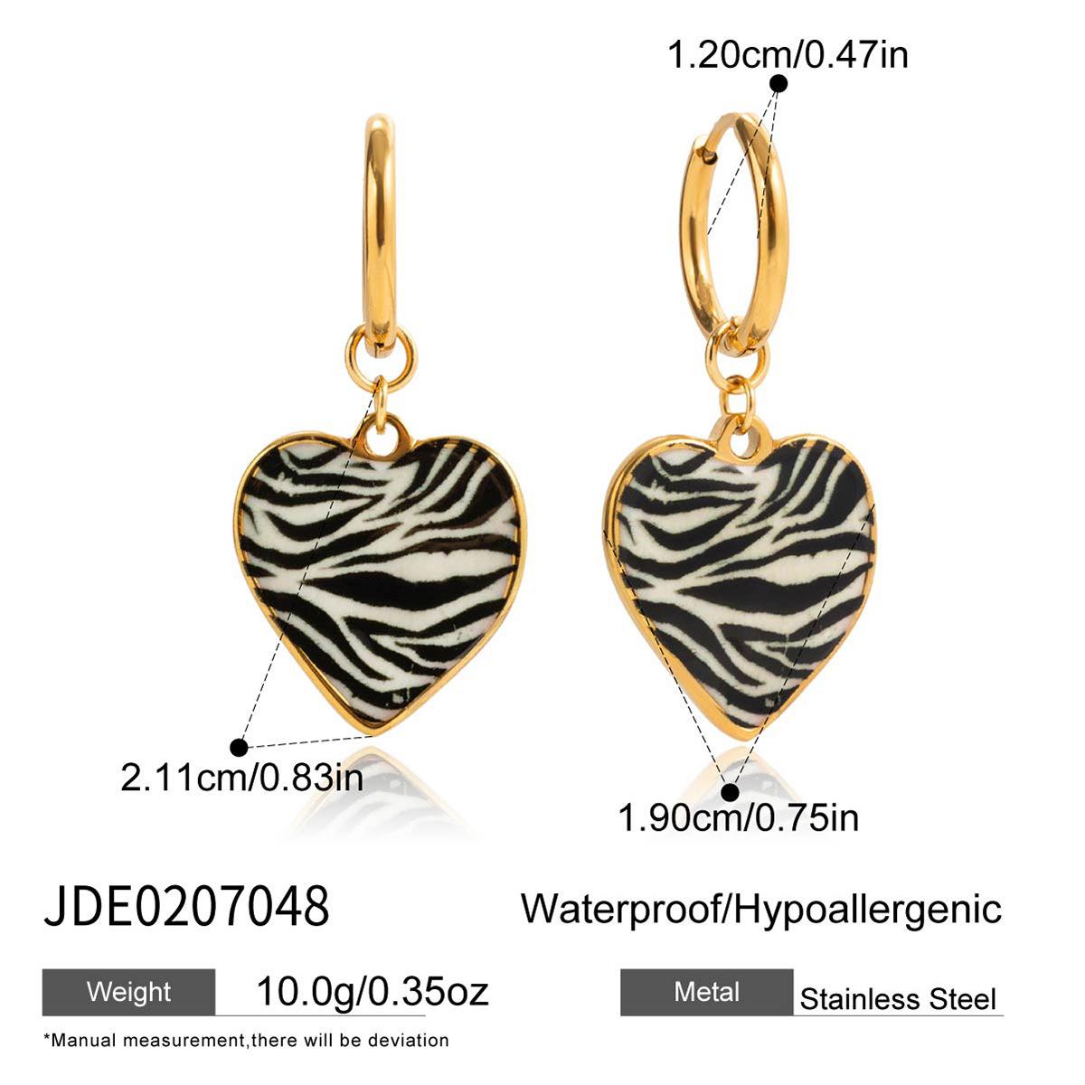 Light luxury high-end sense 18K leopard print drip oil printing love pendant earrings earrings