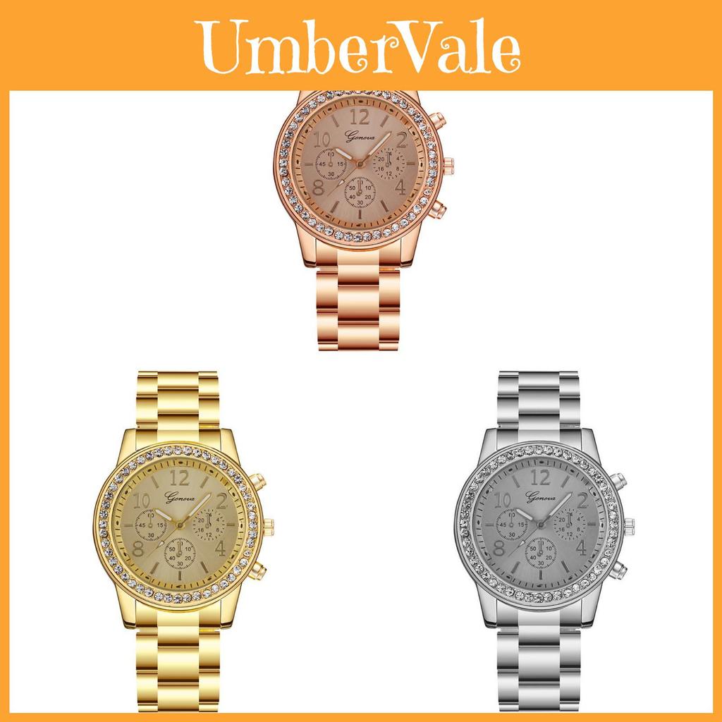 Fashion Diamond Inlaid Threeeye Geneva Steel Ladies Watch Quartz Brand Logo Gift For Women
