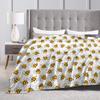 Bee in honeycomb and flowers Flannel Blankets  Soft Throw Blanket for Bedroom Camping Street Trend Bedspread Sofa Bed Cover